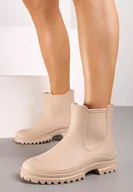 Kalosze damskie - Beżowe Krótkie Kalosze na Płaskiej Podeszwie Tirvia - miniaturka - grafika 1