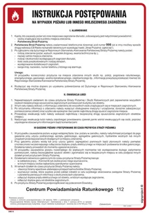 DB015 INSTRUKCJA POSTĘPOWANIA NA WYPADEK POŻARU LUB INNEGO MIEJSCOWEGO ZAGROŻENIA, FN - FOLIA SAMOPRZYLEPNA; (245X350MM) - Instrukcje stanowiskowe BHP - miniaturka - grafika 1