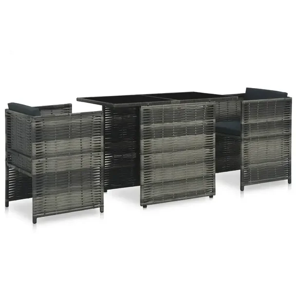Zestaw mebli polirattanowych szary antracyt 102 x 58 x 76 cm