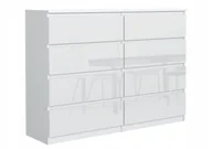 Komody - Duża Komoda 8 Szuflad 140cm Biała Front Połysk - miniaturka - grafika 1
