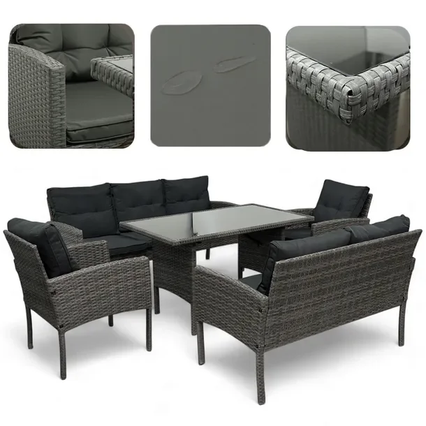 Ideal Garden Zestaw Mebli Ogrodowych Mtg Sfs078-2 Meble Ogrodowe Technorattan Szary