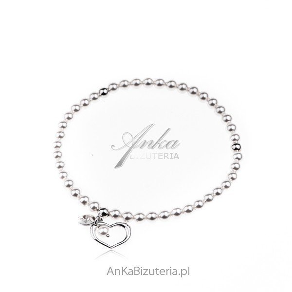 ankabizuteria.pl Bransoletka srebrna SERDUSZKO perły Swarovski