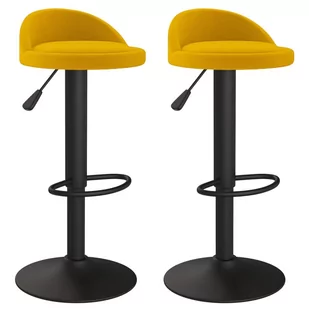 vidaXL Stołki barowe, 2 szt., żółte, obite aksamitem - Taborety i hokery - miniaturka - grafika 1