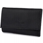Etui na klucze - Etui Portfel Na Klucze Kluczyki Pieniądze Karty Skóra Naturalna Czarne - miniaturka - grafika 1