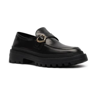 Love Moschino Skórzane loafersy - Półbuty damskie - miniaturka - grafika 1