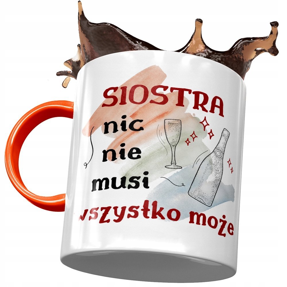 Kubek Pomarańczowy Dla Siostry Urodziny na Prezent z Nadrukiem ze Zdjęciem + Opakowanie na prezent (wzór 03)