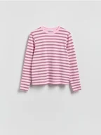 Koszulki i topy damskie - Reserved - Longsleeve z merceryzowanej bawełny - pastelowy róż - miniaturka - grafika 1