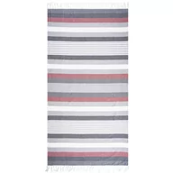 Okrycia kąpielowe dla dzieci - Ręcznik kąpielowy Fouta z frędzlami Stripes red, 90 x 170 cm - miniaturka - grafika 1