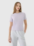 Koszulki i topy damskie - 4F T-shirt regular gładki bawełniany damski 4FWSS25TTSHF1991-52S Różowy Roz. S - miniaturka - grafika 1