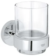 Wieszaki łazienkowe - Grohe QuickFix Start - Sklanka na szczoteczkę i pastę do zębów, z uchwytem, szkło/chrom 41194000 - miniaturka - grafika 1