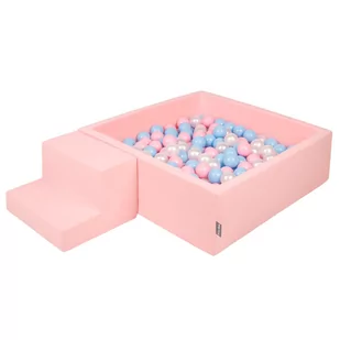 KiddyMoon Piankowy plac zabaw PPZP-KW30D-122 z piłeczkami różowy: babyblue-pudrowy róż-perła basen 100/schodek - Suche baseny - miniaturka - grafika 1