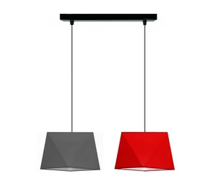 Żyrandol na lince DIAMENT 2xE27/60W/230V szaro-czerwony - Lampy sufitowe - miniaturka - grafika 1