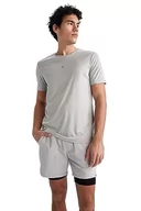 Koszulki męskie - DeFacto Męski t-shirt Slim Fit Basic – klasyczny T-shirt dla mężczyzn, Por. Szary, M - miniaturka - grafika 1