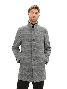 TOM TAILOR Męski płaszcz wełniany 1037407, 32806-ecru Black Houndstooth, 3XL, 32806 - Ecru Black Houndstooth, 3XL - Płaszcze męskie - miniaturka - grafika 1