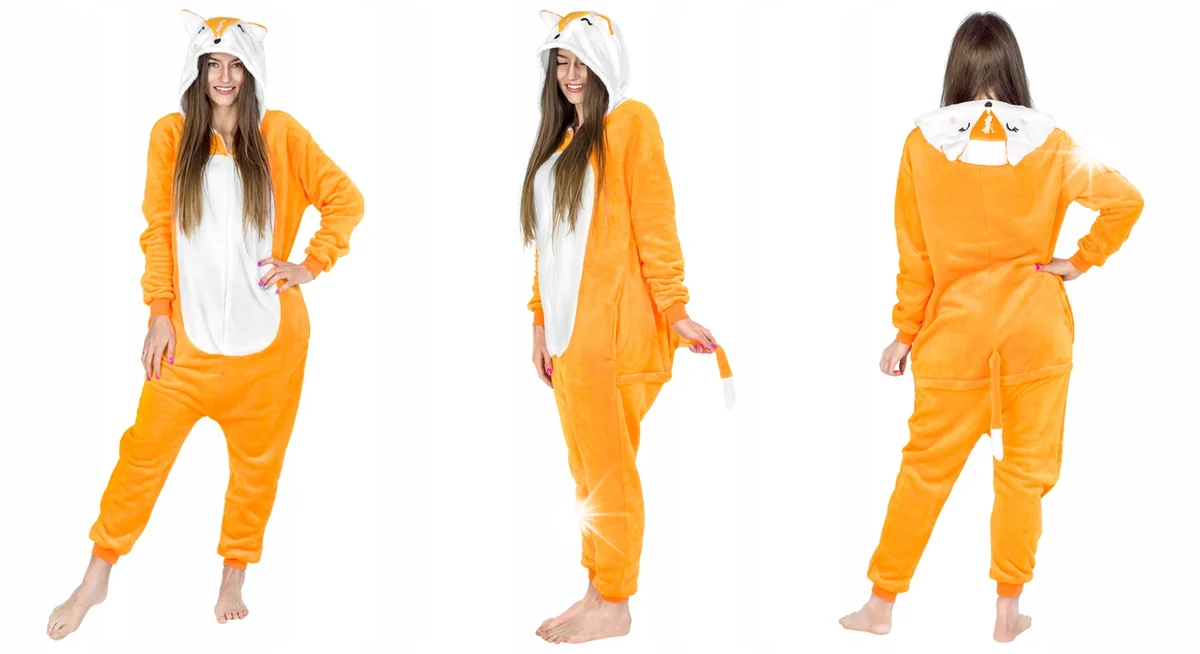 Kostium onesie piżama lisek rozmiary pomarańczowy kigui przebranie dres