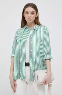 Tommy Hilfiger koszula bawełniana damska kolor zielony relaxed z kołnierzykiem klasycznym - Koszule damskie - miniaturka - grafika 1
