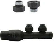 Zawory i kraniki - Zawór termostatyczny 50mm TWINS ciemny grafit strukturalny lewy GZ1/2 - miniaturka - grafika 1