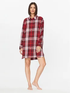 Tommy Hilfiger Koszula nocna UW0UW04874 Czerwony Relaxed Fit - Piżamy damskie - miniaturka - grafika 1