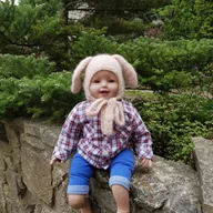 Czapki dla dzieci - Czapka Piesek Woda Różana alpaka/merynos - miniaturka - grafika 1