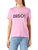 Koszulki i topy damskie - ONLY Women's ONLKITA REG S/S Queen TOP Box JRS T-Shirt, fuksja różowa/druk: disco, M - miniaturka - grafika 1