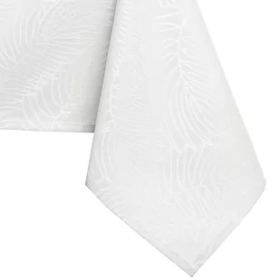 Obrus Gaia Biały Tłoczony Roślinny 140x280 owal AmeliaHome - TCLOTH/AH/GAIA/HMD/WHITE/O140X280 - Obrusy i serwetki - miniaturka - grafika 1
