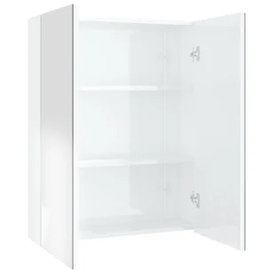 vidaXL Lumarko Szafka łazienkowa z lustrem, 60x15x75 cm, MDF, biel z połyskiem 331525 - Toaletki - miniaturka - grafika 9