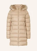 Płaszcze damskie - Tommy Hilfiger Płaszcz Puchowy Gloss Down Tyra Ze Sztucznym Futrem beige - miniaturka - grafika 1