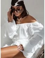 Komplety damskie - Wiskozowy komplet ze spódnicą CALIA - biały - miniaturka - grafika 1