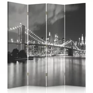 Parawany - Parawan dwustronny obrotowy FEEBY, Nowy Jork Most Czarno Biały 145x170 - miniaturka - grafika 1