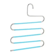 Skarpetki dla dzieci - Relaxdays Wieszak na spodnie, zestaw 4 szt., kształt S, 5 drążków, antypoślizgowe, oszczędzające miejsce wielofunkcyjne pałąki, metal, srebrny/jasnoniebieski, opakowanie - miniaturka - grafika 1