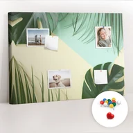 Tablice i flipcharty - Organizer, Tablica korkowa 100x70 cm + Kolorowe Pinezki - Liście Monstery - miniaturka - grafika 1