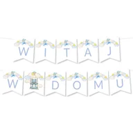 Dekoracje sali - BANER napis Witaj w Domu - chmurki niebieskie Girlanda - miniaturka - grafika 1