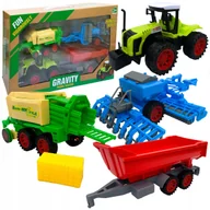Zabawki zdalnie sterowane - Traktor z przyczepami maszyny rolnicze snopkarka kultywator zabawkowe 4 szt - miniaturka - grafika 1