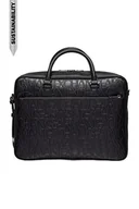 Torby męskie - Armani Exchange Embossed Monogram, z zamkiem błyskawicznym, czarny, czarny - miniaturka - grafika 1