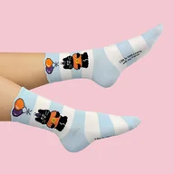 Skarpetki damskie - Skarpetki urodzinowe z balonami i kotem niebieskie - miniaturka - grafika 1