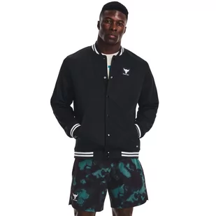 Męska kurtka treningowa Under Armour  Project Rock Mesh Varsity Jacket - czarna - UNDER ARMOUR - Kurtki męskie - miniaturka - grafika 1