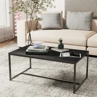 Ławy i stoliki kawowe - WISFOR stolik kawowy 100x60x43cm marmurowy stolik sofy stolik boczny prostokątny stolik kawowy z metalową ramą, ciemnoszary - miniaturka - grafika 1