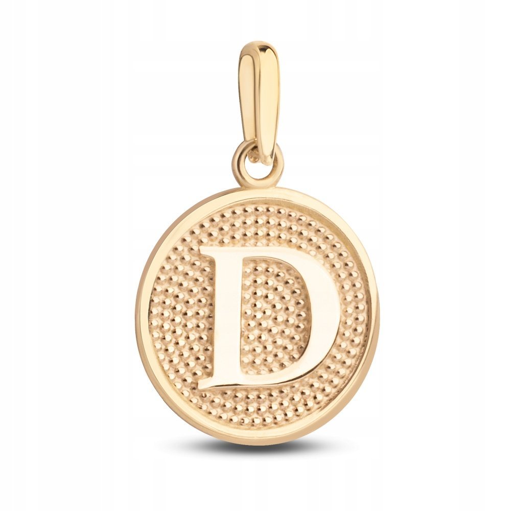 ZŁOTA WYJĄTKOWA ZAWIESZKA MEDALIK LITERKA D 585