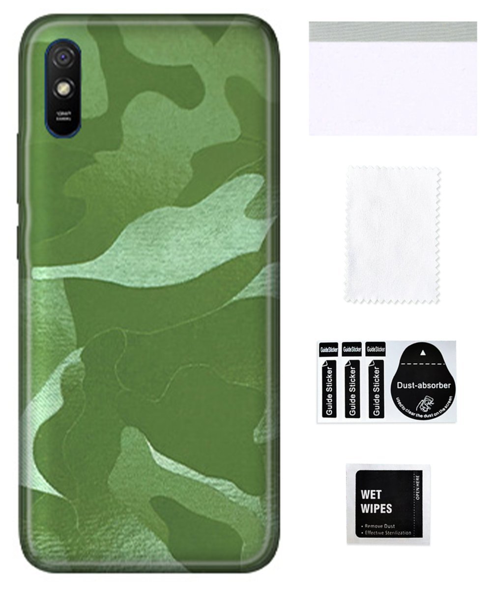 Folia ochronna do XIAOMI REDMI 9A na tył telefonu moro zielony skórka TPU
