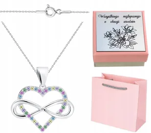 Srebrny naszyjnik z serduszkiem infinity GRAWER - Naszyjniki - miniaturka - grafika 1