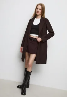 Stradivarius Płaszcz midi z guzikiem o miękkim dotyku Brązowy S - Płaszcze damskie Stradivarius Płaszcz midi z guzikiem o miękkim dotyku Brązowy S - Płaszcze damskie - miniaturka - grafika 1