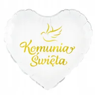 Balony i akcesoria - Balon foliowy biały serce Komunia Święta 45 cm - miniaturka - grafika 1