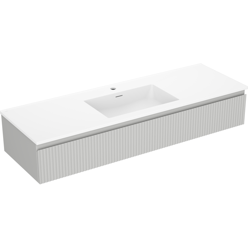 Mexen Rivel szafka łazienkowa 140 cm z umywalką Otis, 1 szuflada, ryflowana , szara mat/biała mat - 91A20-14023-1-BF62-W18M01