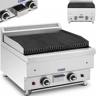 Grill lawowy - gaz ziemny - 2 x 7200 W - 50 x 47 cm - 0 - 460°C - Royal Catering RC-GLRG600 - Piece, kotły  i płyty grzejne gastronomiczne - miniaturka - grafika 1