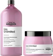 Zestawy kosmetyków damskich - Loreal L''oreal Professionnel Liss Unlimited - zestaw wygładzający do włosów maska 500ml i szampon 1500ml 83/zestaw - miniaturka - grafika 1