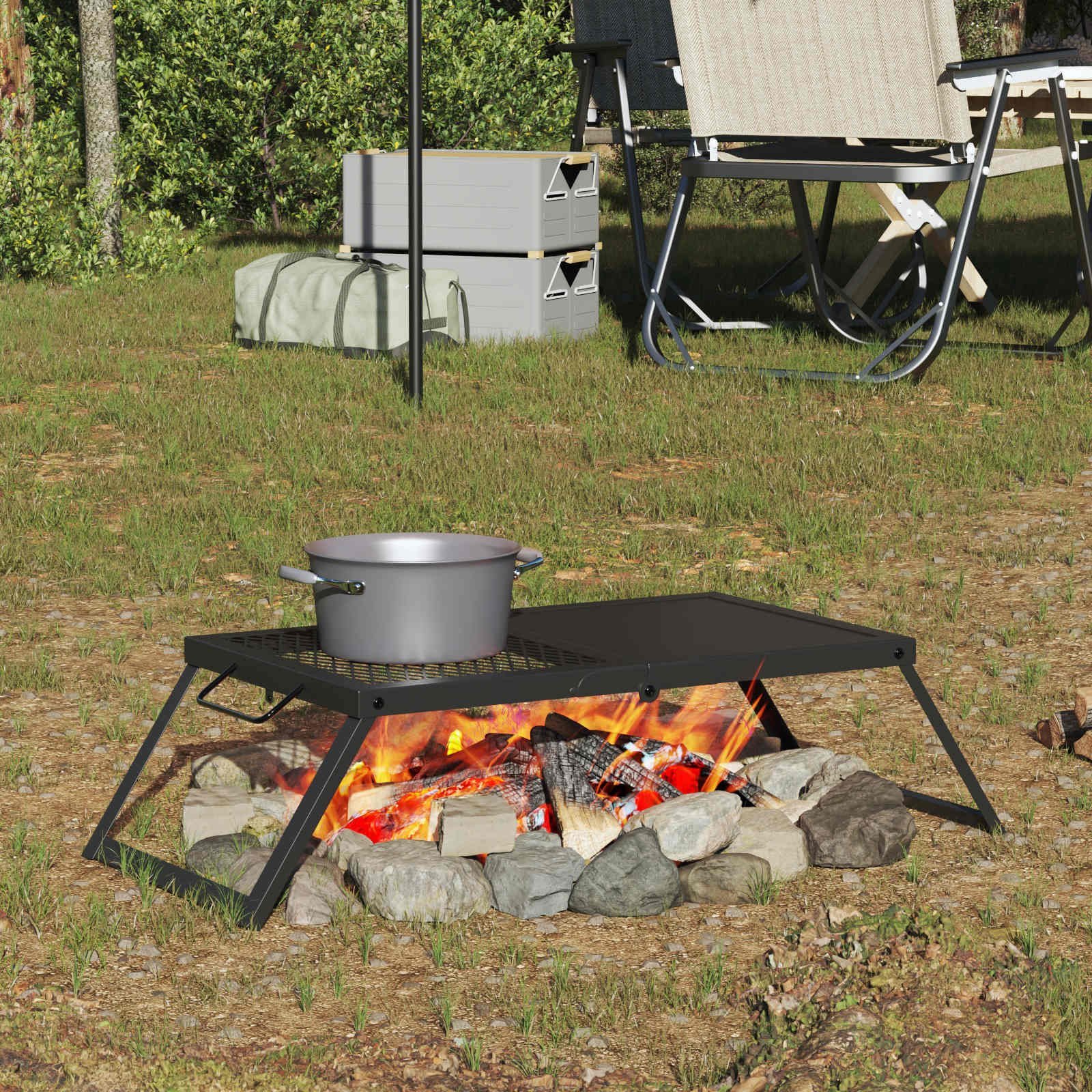 vidaXL vidaXL Składany Grill Campingowy Czarny 31,5 x 26,5 x 4 cm