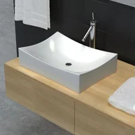 Umywalki - vidaXL  Umywalka łazienkowa, biała porcelana nietypowy kształt 65,5 x 39 - miniaturka - grafika 1