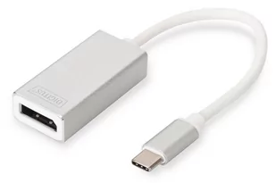 Digitus USB 3.1 Typ C Graphics Adapter, kompatybilny z HDMI/VGA/DP, MacBook, obudowa aluminiowa, srebrny, srebro DA-70844 - Adaptery i przejściówki - miniaturka - grafika 1