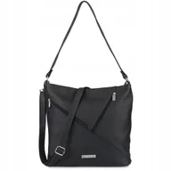 Torby i wózki na zakupy - Skórzana Damska Torba na Ramię duża klasyczna czarna Beltimore L39 - miniaturka - grafika 1