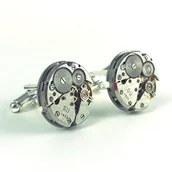 Spinki do mankietów i krawatów - Spinki do mankietów, Round III - Drobiny Czasu - mechanizm zegarka - miniaturka - grafika 1